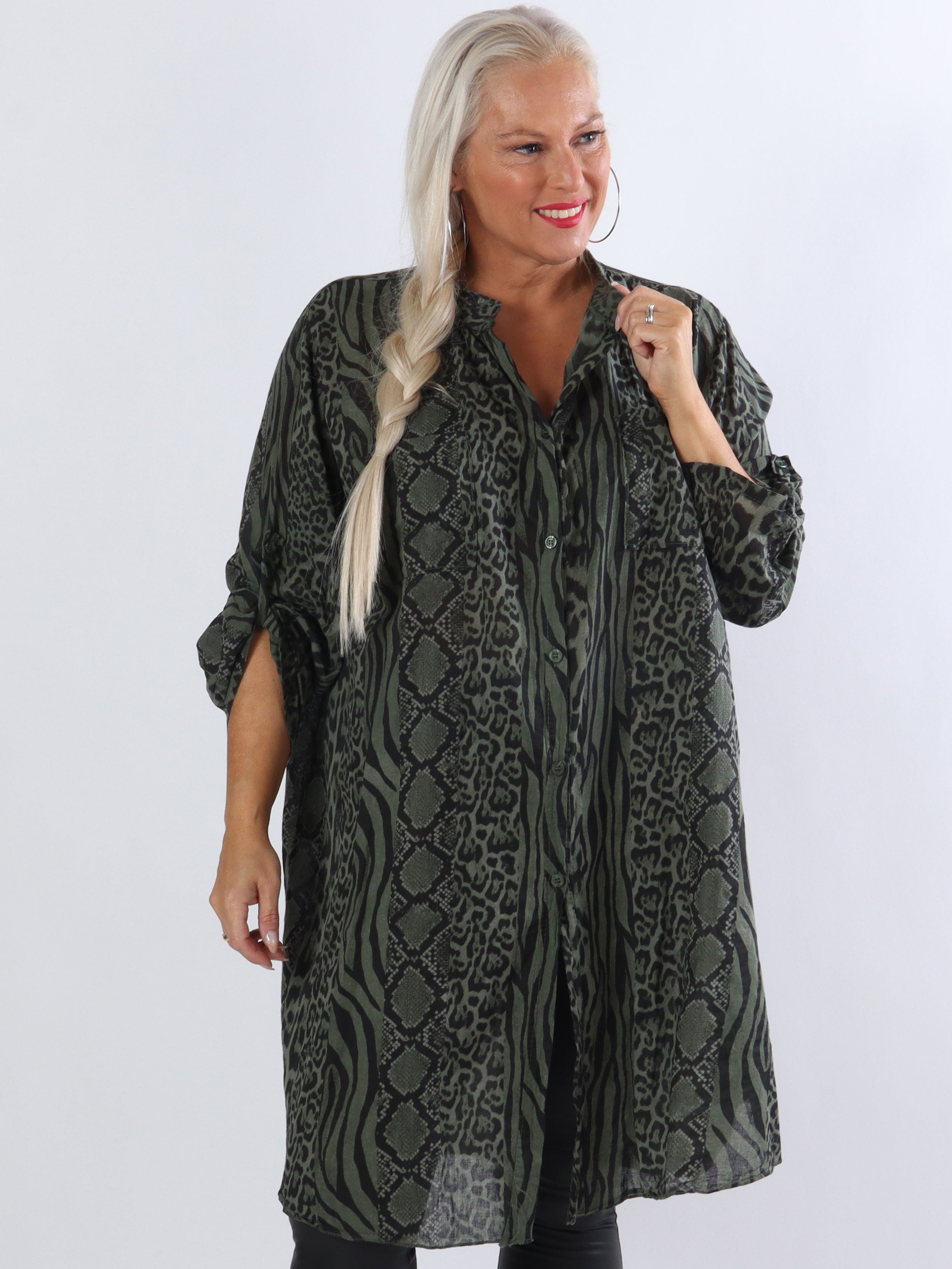 Berna Animal - Plus size skjorte i blandet dyreprint